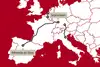 Europakarte in rot-weiss