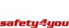 Logo Safety4You<br/>Textinsert: weißer Hintergrund, rot safety4you