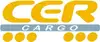 Logo CER Cargo<br/>Textinsert: weißer Hintergrund, gelb CER, darunter grauer abgerundeter Balken mit weißem Schriftzug Cargo, darunter 6 gelbe Punkte