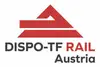 Logo DISPO-TF RAIL Austria<br/>Textinsert: weißer Hintergrund, in der Mitte rotes Icon, darunter schwarz DISPO-TF, rot RAIL, schwarz Austria
