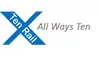 Logo Ten Rail All Ways Ten<br/>Textinsert: weißer Hintergrund, links blaues X mit weißer Schrift Ten Rail, grau All Ways Ten