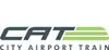 Logo CAT City Airport Train<br/>Textinsert: weißer Hintergrund, schwarz und grün CAT City Airport Train