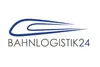 Logo Bahnlogistik24, Textinsert: weißer Hintergrund, grau Bahnlogistik, blau 24