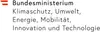 Logo Bundesministerium Klimaschutz, Umwelt, Energie, Mobilität, Innovation und Technologie<br/>Textinsert: links oben Österreichfahne, schwarz und fett gedruckt Bundesministerium, schwarz Klimaschutz, Umwelt, Energie, Mobilität, Innovation und Technologie