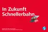 Herosujet Kampagne Schneller Bahn<br/>Textinsert: roter Hintergrund, weiße Schrift, blau-weißes Icon, Foto Raute mit Zug und weißer Schrift