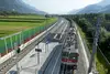Train passing at the Brenner axis between Kufstein and Schaftenau