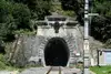 Photo Bosruck Tunnel<br/>Text insert: The portal is the Styrian south portal, the view outside is the northern portal in Upper Austria.