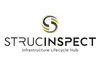 Logo Strucinspect - Infrastructure Lifecycle Hub<br/>Text insert: gold-gray icon at top center, STRUCINSPECT in black below, Infrastructure Lifecycle Hub in black below that