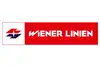 Wiener Linien logo<br/>Text insert: white background, red bar, red and black icon, white WIENER LINIEN