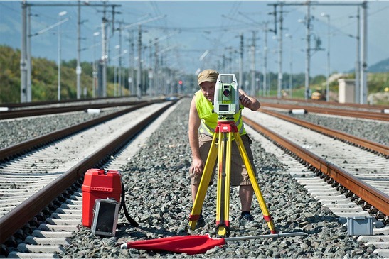 Surveying work in the track area