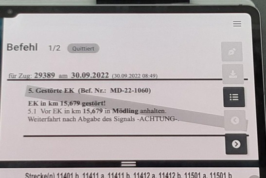 Abbildung eines elektronischen Befehls