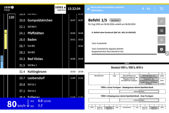 Screen mit Buchfahrplan, La und Befehl