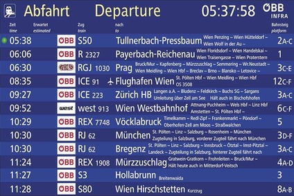 View on a monitor with timetable data