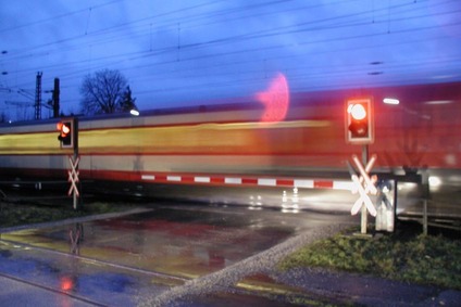 Railway crosssing with gate