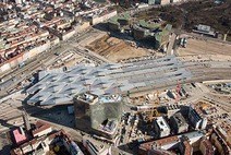 Vogelperspektive Hauptbahnhof Wien in Bau