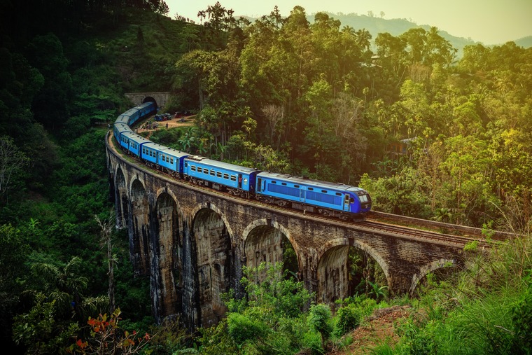 Zug in Landschaft Asien