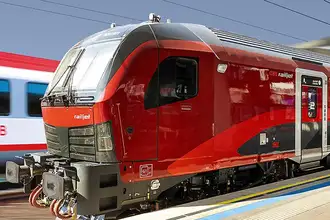 Railjet der neuen Generation in Nahaufnahme