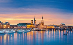 Vue sur la vieille ville de Dresde en hiver