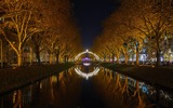 Wasserkanal in Düsseldorf bei Nacht im Winter