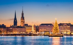 Skyline von Hamburg im Winter