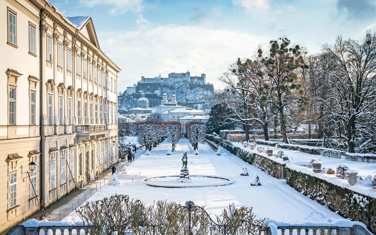 Salzburg's Mirabell Gardens in winter