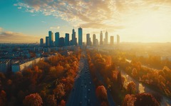 Panorama of Warsaw in autumn