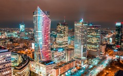 Panorama of Warsaw at night