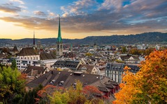 Panorama of Zurich with Fraumünster Church