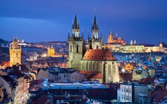 Prag Stadtblick bei Nacht