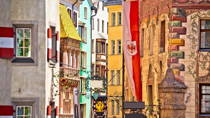 Innsbruck old town with a view of the Golden Roof 