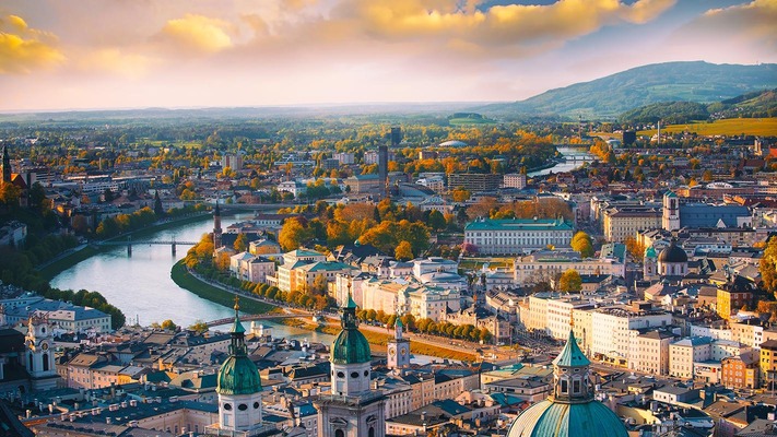Panorama of Salzburg in autumn