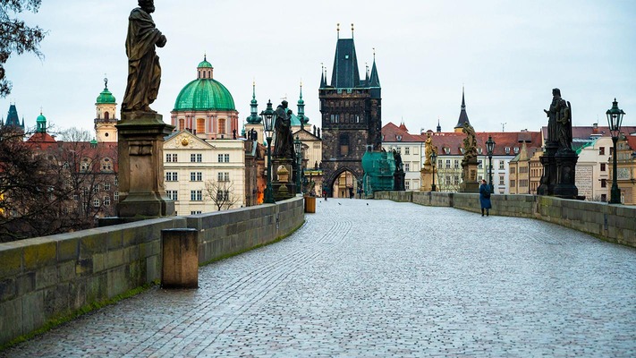 Charles bridge in winter