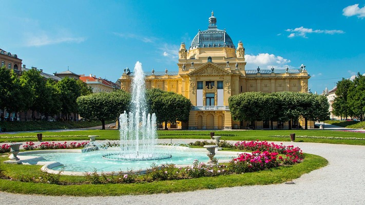 Zagreb Pavillon Springbrunnen
