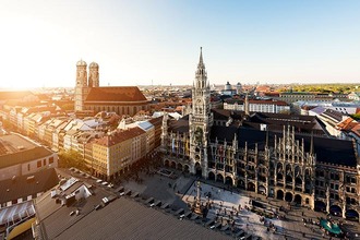 Crépuscule de la Marienplatz de Munich 