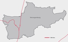 Übersichtskarte des Postbus Shuttle in Herzogenburg