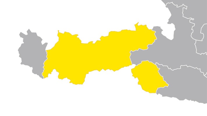 Österreichkarte mit Tirol hervorgehoben