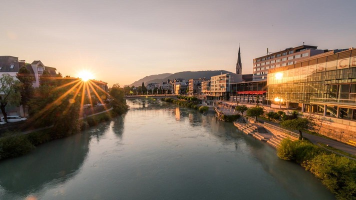 Aussenansicht vocoVillach CCV Abendstimmung
