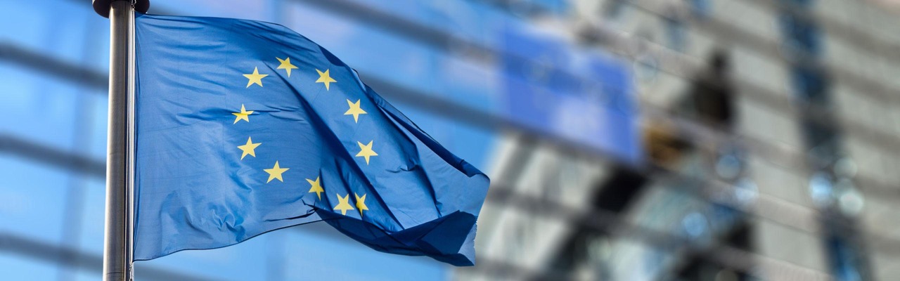 European Union flag against European Parliament