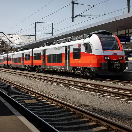 Interregio-Fahrzeug am Bahnsteig