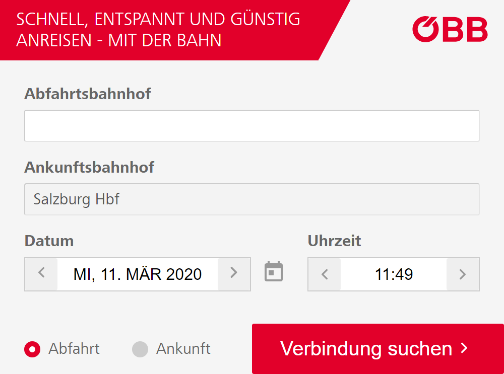 Ticketshop Anreisewidget Vorschau