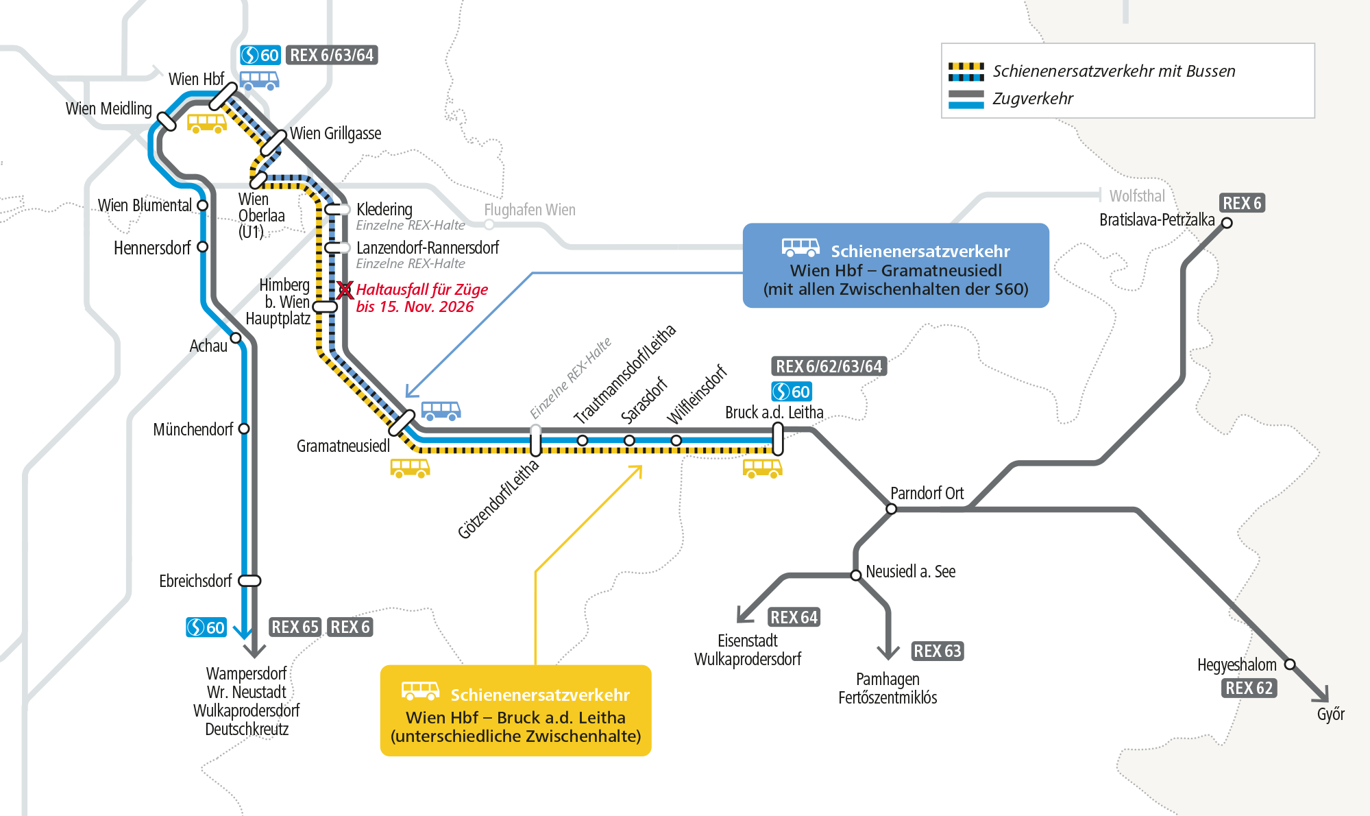 Übersicht zu den Fahrplanänderungen auf der Ostbahn