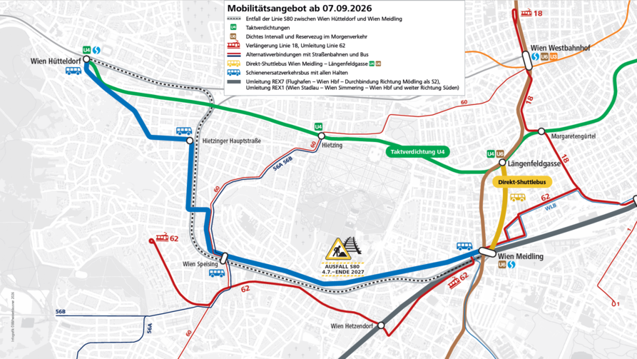 Übersichtskarte der Bauarbeiten auf der S80 - Phase 2