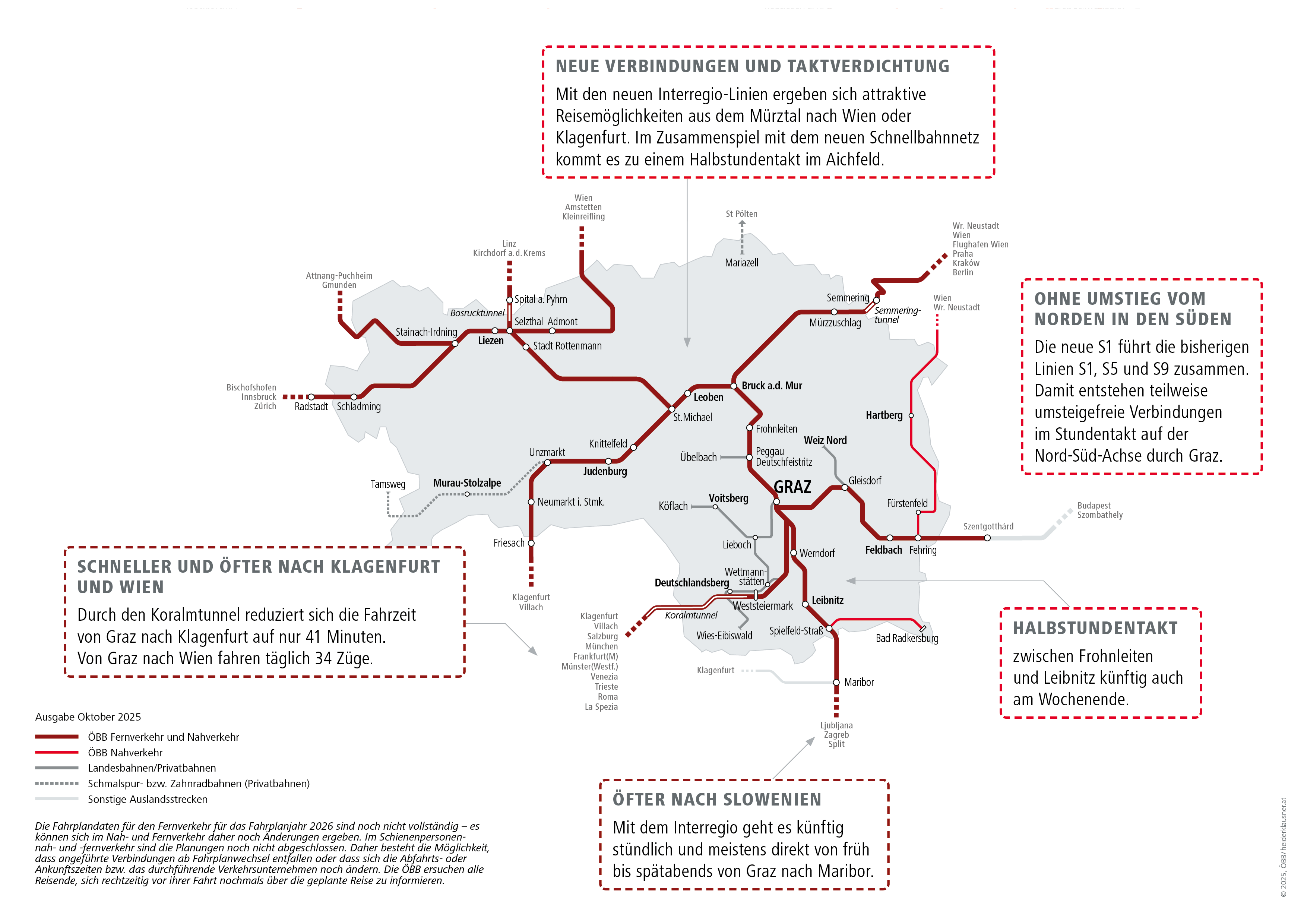 © ÖBB Karte zum Fahrplanwechsel 2025/2026