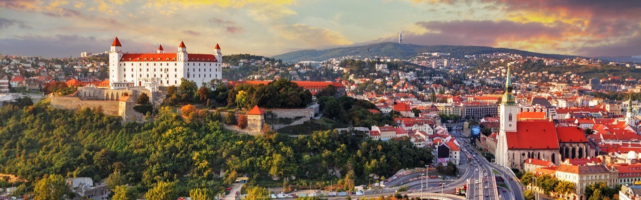 City panorama with castle in Bratislava