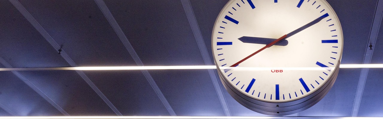 Station clock in the station concourse