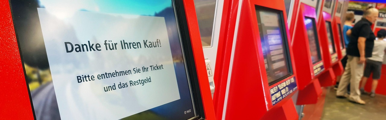 Ticket machine with "Thank you for your purchase" screen