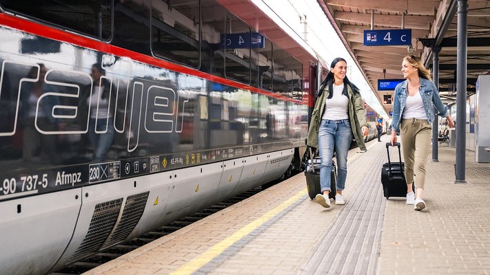 Travelers with luggage on the platform