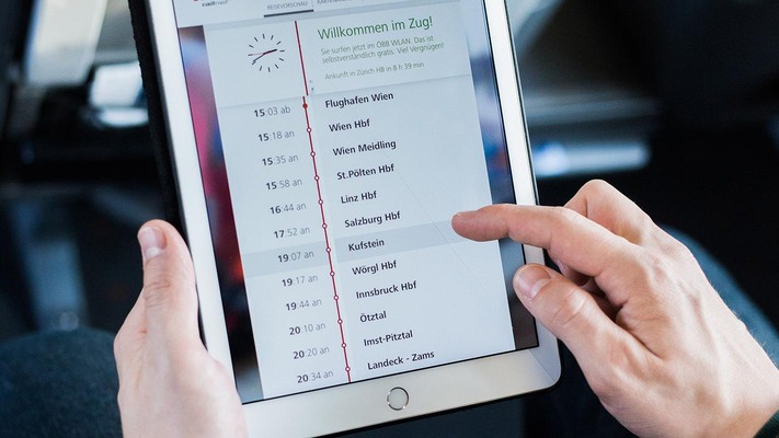 Das ÖBB Onbord-Portal am Tablet