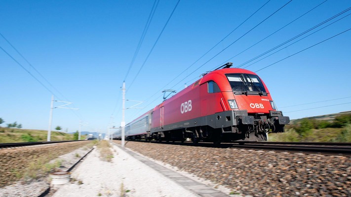 Eurocity fährt durch Landschaft