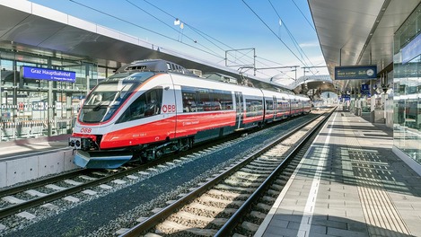 Talent1 steht am Bahnsteig in Graz